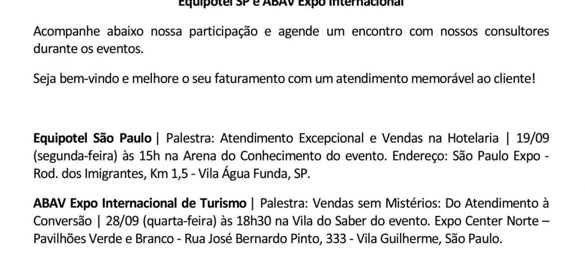 Signature Brasil na Equipotel e na ABAV Expo Internacional